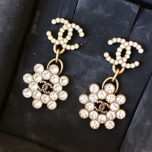 100% Authentic Chanel Crystal Drop Earrings